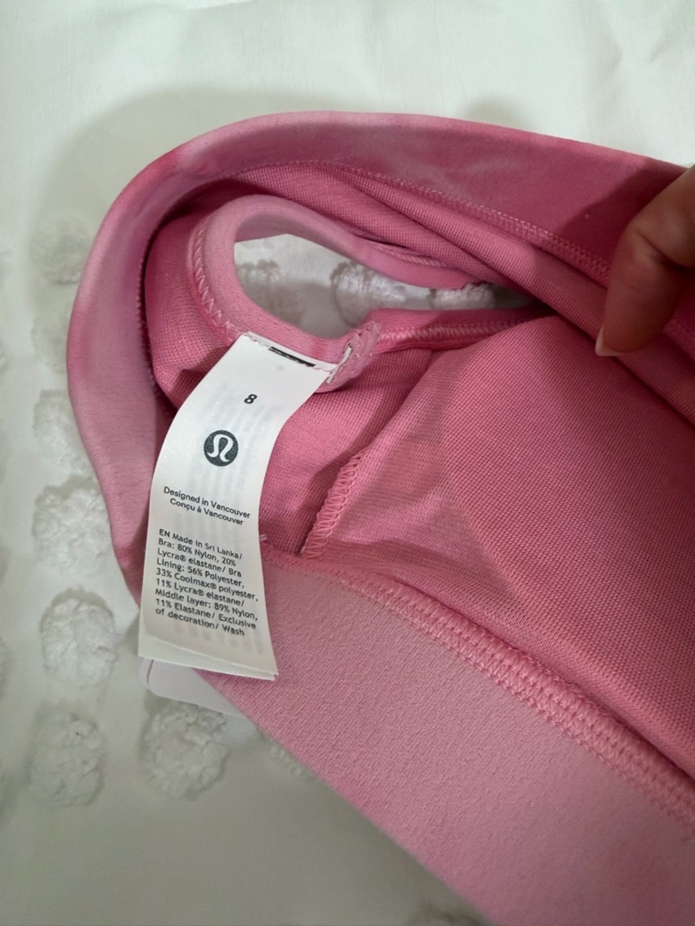 Lululemon Flow Y Bra Nulu Light Support A-C Smoothie Wash Strawberry Multi Size8 - Picture 8 of 9